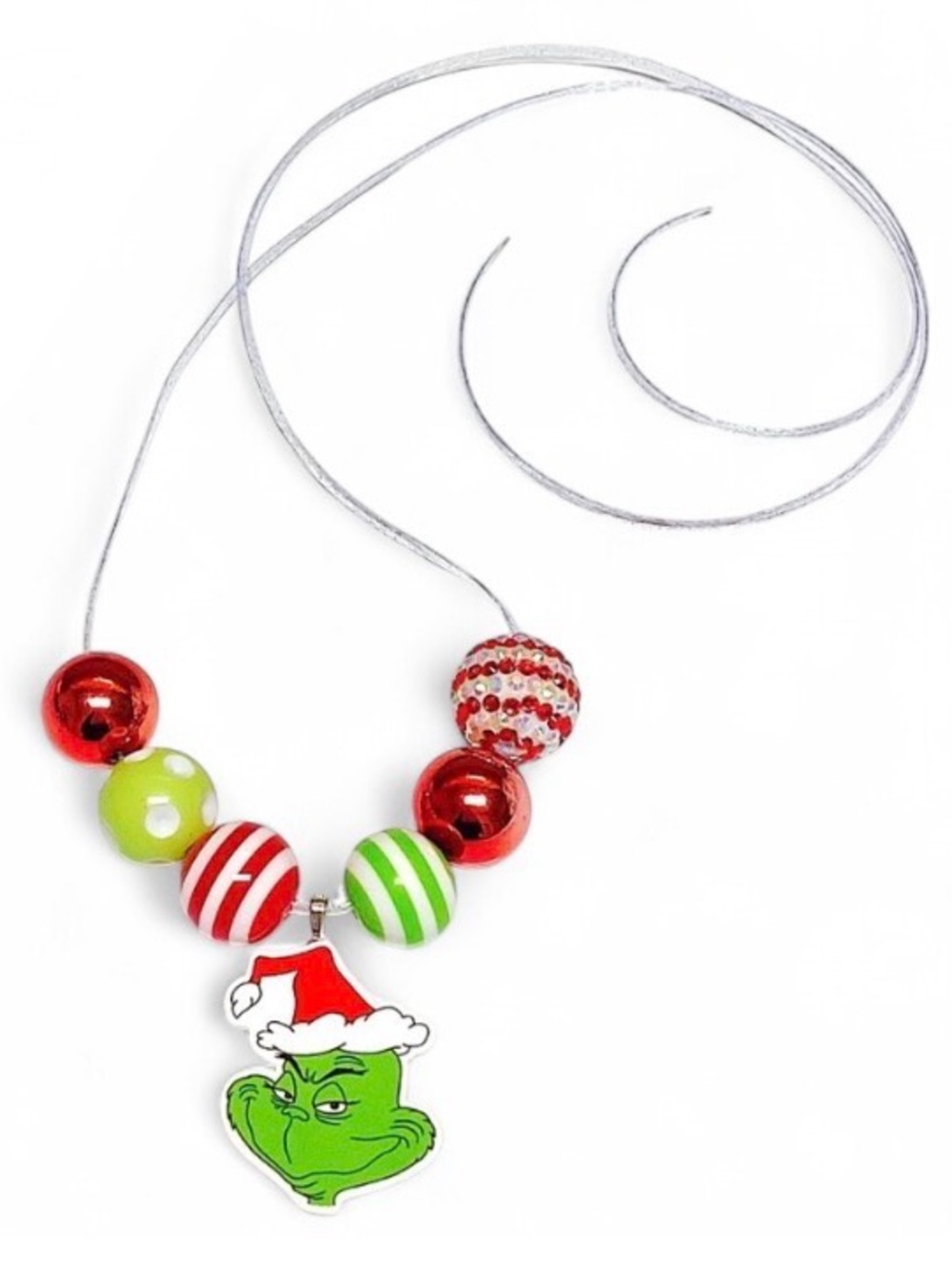 Handmade Grinch You’re a Mean One Adjustable Beaded Holiday Christmas Necklace
